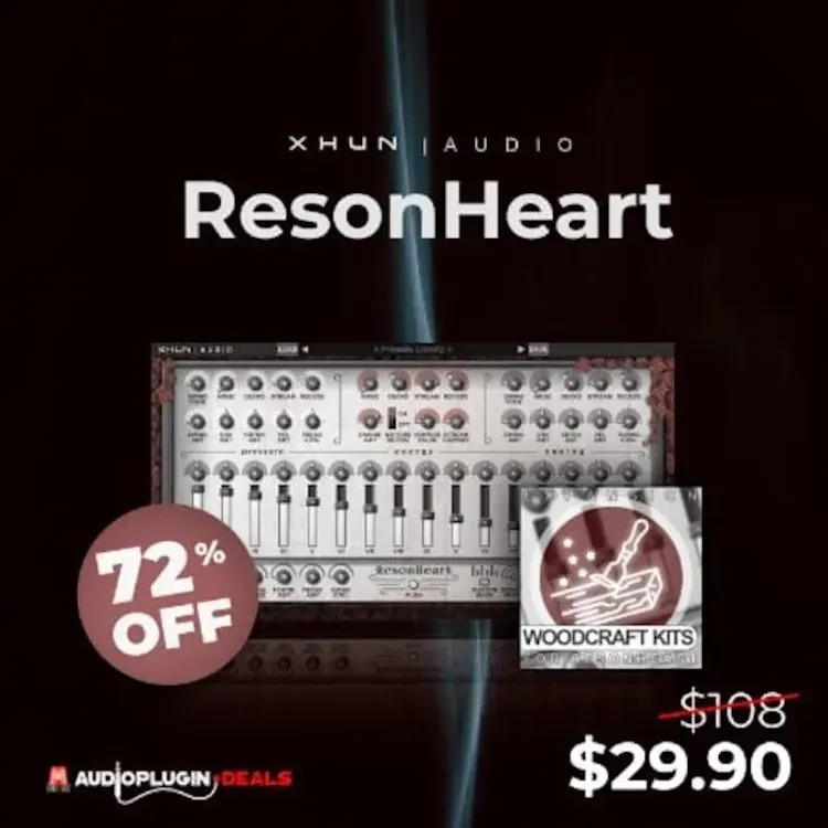 Thumbnail for: "Xhun Audio's ResonHeart + Woodcraft Kits Expansion – 72% Off This Faithful Emulation of Acoustic Resonance and Unique Percussive Elements!"