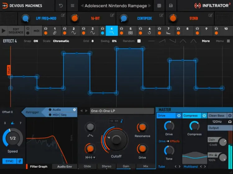 Thumbnail for: Devious Machines “Infiltrator 2” – Multi-Effect Plugin with Built-In Sequencer for Versatile Sound Design, Now 24% Off/Deals